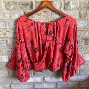 Free People flutter sleeve cropped blouse
